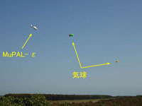 2つの気球の近くをMuPAL-εが飛行