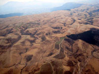 上空から見た牧場地帯の地形