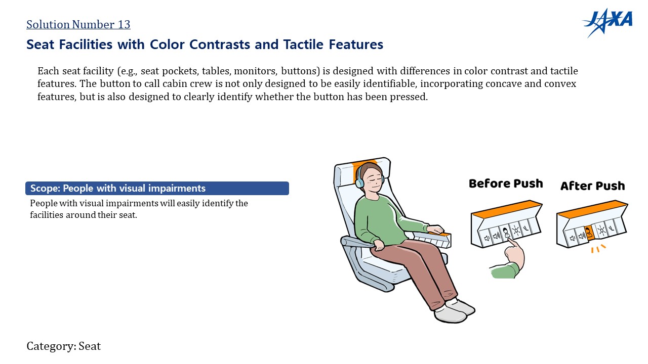 No.13: Seat Facilities with Color Contrasts and Tactile Features